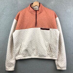 MARINE LAYER Quilted Colorblock Half-Zip Pullover Sweatshirt L